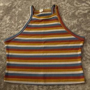 SHEIN Striped Multicolor Ribbed Halter Top